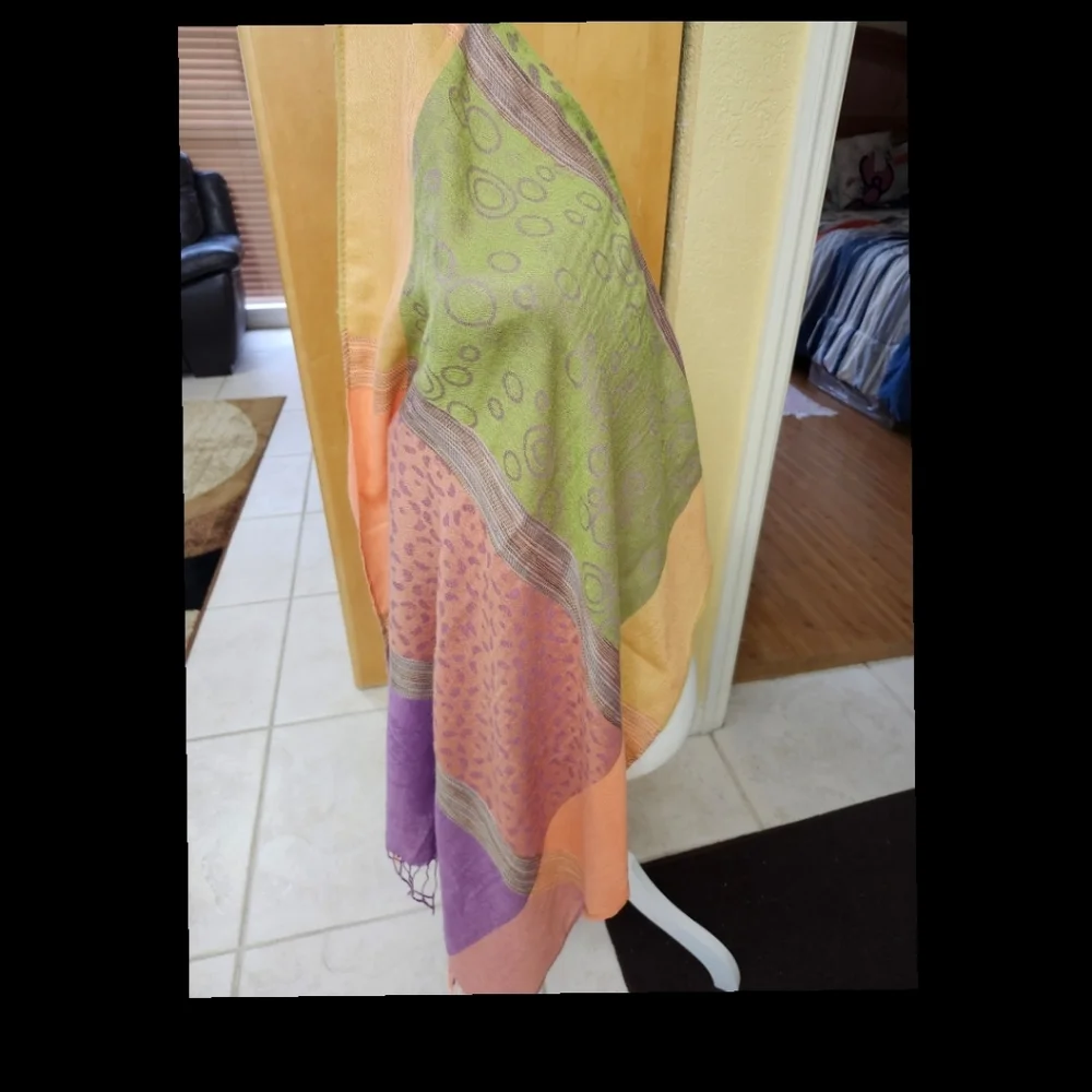 Light Weight Pashmina Shawls Wraps Pastel Multi-Colored Scarf